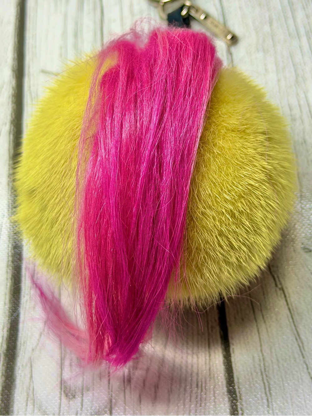 PRELOVED Fendi Funky Monster "Coolibri" Key Chain & Bag Charm Mink Fur & Leather - Picture 7 of 10